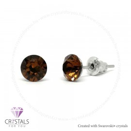 Swanis® prémium kristállyal díszített kör alakú fülbevaló - 52 Smoked Topaz szín