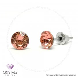 Swanis® prémium kristállyal díszített kör alakú fülbevaló - 27 Rose Peach szín
