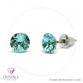 Swanis® prémium kristállyal díszített kör alakú fülbevaló - 14 Light Turquoise szín