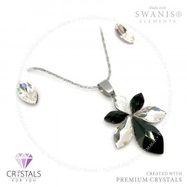 Virág medálos szett mandula alakú Swanis® prémium kristállyal díszítve