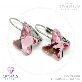 Pillangó alakú Swanis® prémium kristállyal díszített francia kapcsos fülbevaló