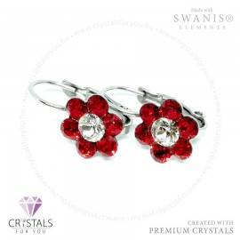 Virág alakú Swanis® prémium kristállyal díszített francia kapcsos fülbevaló