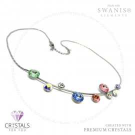 Merev íves nyaklánc színes Swarovski® kristályokkal díszítve