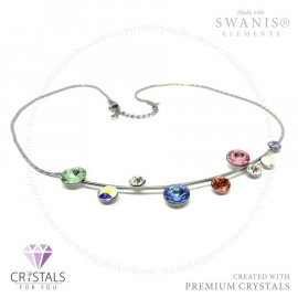 Merev íves nyaklánc színes Swanis® prémium kristállyal díszítve