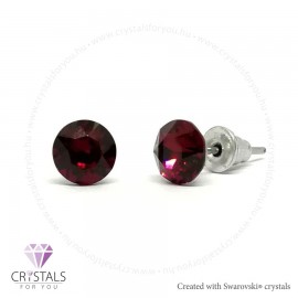 Swanis® prémium kristállyal díszített kör alakú fülbevaló - 32 Ruby szín