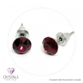 Swanis® prémium kristállyal díszített kör alakú fülbevaló - 32 Ruby szín