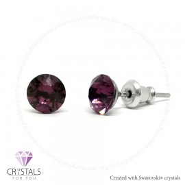 Swanis® prémium kristállyal díszített kör alakú fülbevaló - 43 Amethyst szín