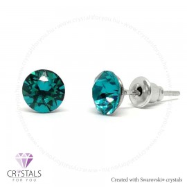 Swanis® prémium kristállyal díszített kör alakú fülbevaló - 39 Blue Zircon szín