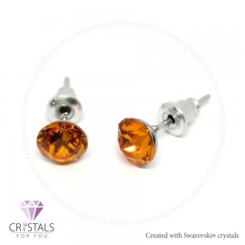 Swanis® prémium kristállyal díszített kör alakú fülbevaló - 50 Tangerine szín