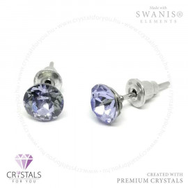 Swanis® prémium kristállyal díszített kör alakú fülbevaló - 46 Provance Lavender szín