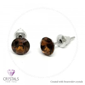Swanis® prémium kristállyal díszített kör alakú fülbevaló - 52 Smoked Topaz szín