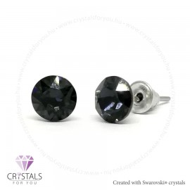 Swanis® prémium kristállyal díszített kör alakú fülbevaló - 59 Graphite szín