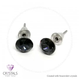 Swanis® prémium kristállyal díszített kör alakú fülbevaló - 59 Graphite szín