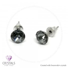 Swanis® prémium kristállyal díszített kör alakú fülbevaló - 58 Silver Night szín