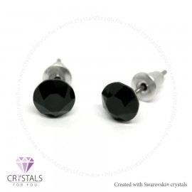 Swanis® prémium kristállyal díszített kör alakú fülbevaló - 60 Jet szín