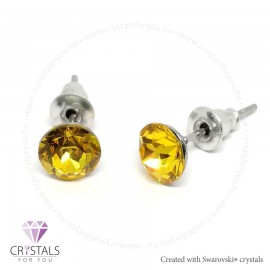Swanis® prémium kristállyal díszített kör alakú fülbevaló - 26 Sunflower szín
