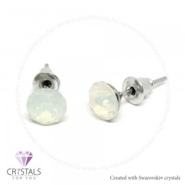 Swanis® prémium kristállyal díszített kör alakú fülbevaló - 04 White Opal szín