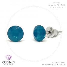Swanis® prémium kristállyal díszített kör alakú fülbevaló - 16 Caribbean Blue Opal szín