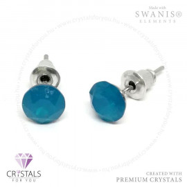 Swanis® prémium kristállyal díszített kör alakú fülbevaló - 16 Caribbean Blue Opal szín