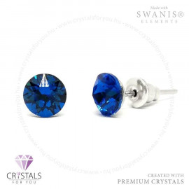 Swanis® prémium kristállyal díszített kör alakú fülbevaló - 24 Majestic Blue szín
