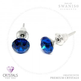 Swanis® prémium kristállyal díszített kör alakú fülbevaló - 24 Majestic Blue szín