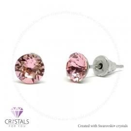 Swanis® prémium kristállyal díszített kör alakú fülbevaló - 10 Light Rose szín