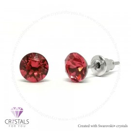 Swanis® prémium kristállyal díszített kör alakú fülbevaló - 29 Indian Pink szín