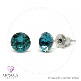 Swanis® prémium kristállyal díszített kör alakú fülbevaló - 15 Indicolite szín