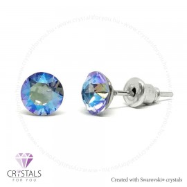 Swanis® prémium kristállyal díszített kör alakú fülbevaló - 17 Light Sapphire Shimmer szín