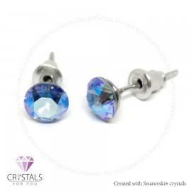 Swanis® prémium kristállyal díszített kör alakú fülbevaló - 17 Light Sapphire Shimmer szín