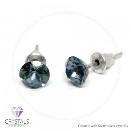 Swanis® prémium kristállyal díszített kör alakú fülbevaló - 21 Denim Blue szín