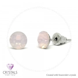Swanis® prémium kristállyal díszített kör alakú fülbevaló - 09 Rose Water Opal szín