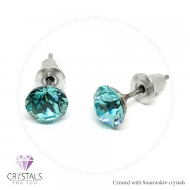 Swanis® prémium kristállyal díszített kör alakú fülbevaló - 14 Light Turquoise szín