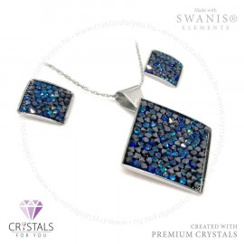 Négyzet medálos Rocks szett Swanis® prémium kristállyal díszítve