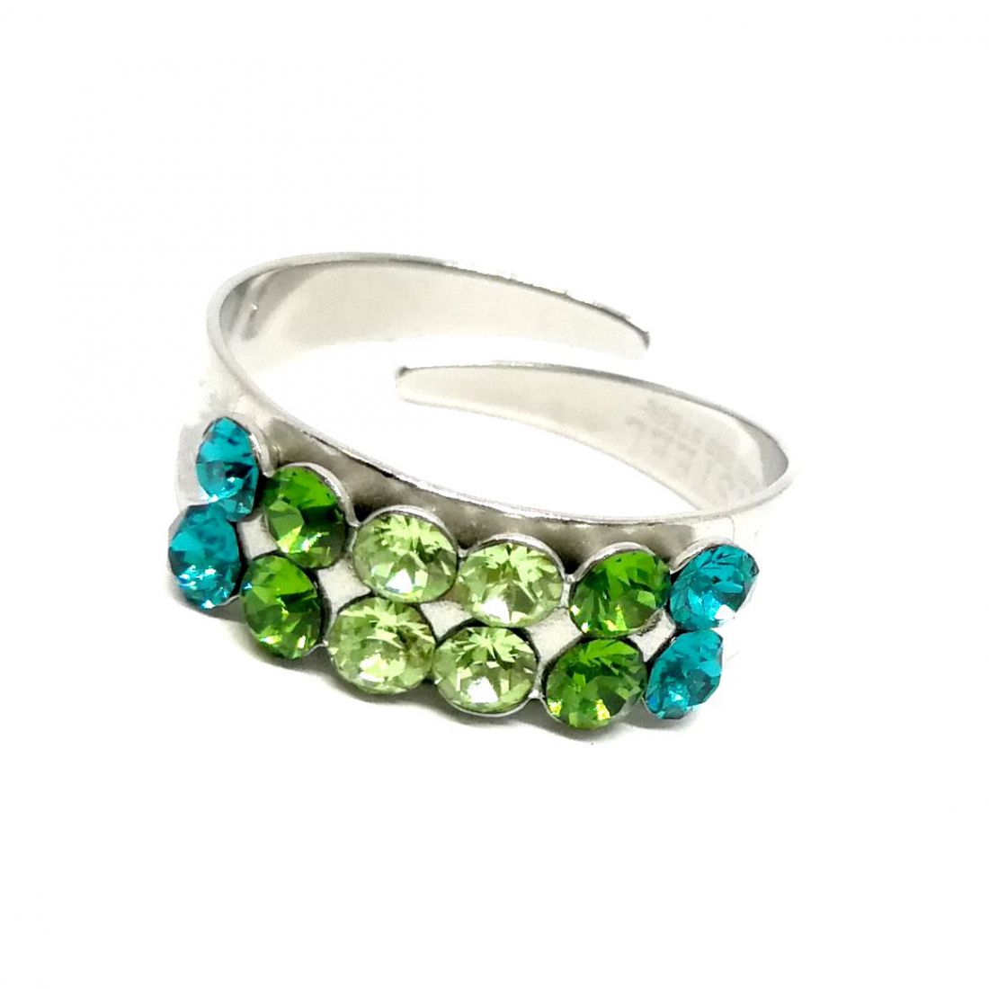 Gyűrű két sor Swarovski® kristállyal díszítve