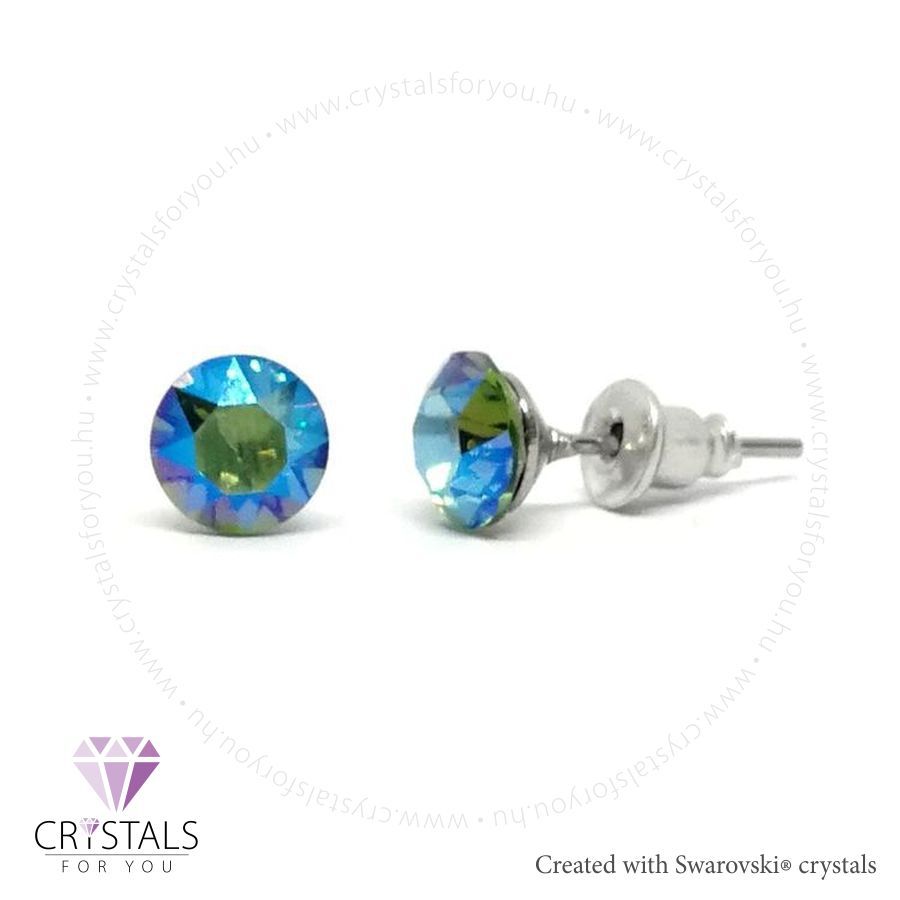 Swanis® prémium kristállyal díszített kör alakú fülbevaló - 38 Erinite Shimmer szín