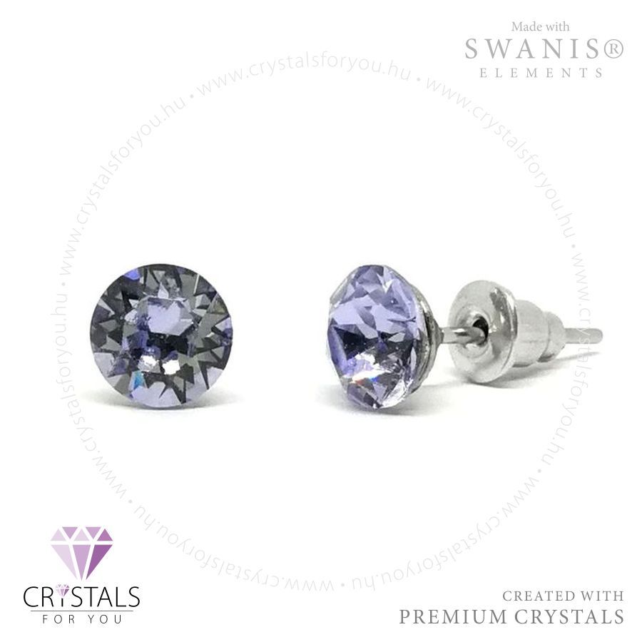 Swanis® prémium kristállyal díszített kör alakú fülbevaló - 46 Provance Lavender szín