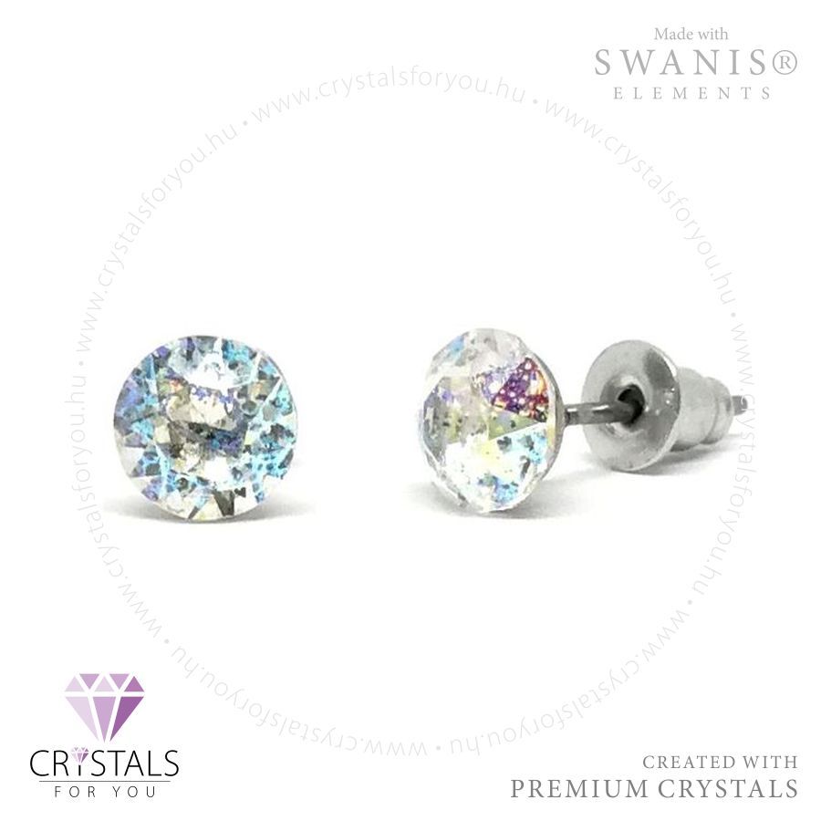 Swanis® prémium kristállyal díszített kör alakú fülbevaló - 53 White Patina szín