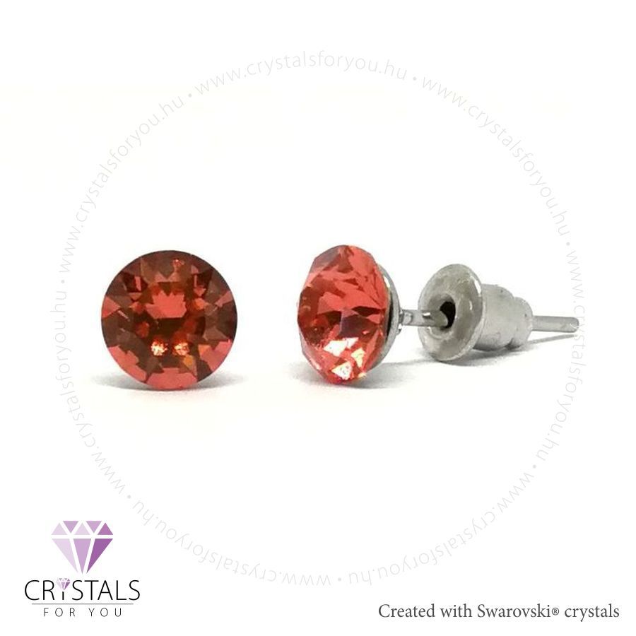 Swanis® prémium kristállyal díszített kör alakú fülbevaló - 28 Padparadscha szín