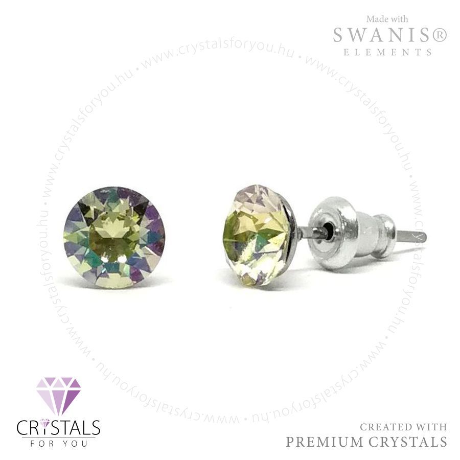 Swanis® prémium kristállyal díszített kör alakú fülbevaló - 25 Luminous Green szín