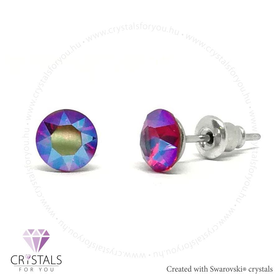 Swanis® prémium kristállyal díszített kör alakú fülbevaló - 30 Light Siam Shimmer szín