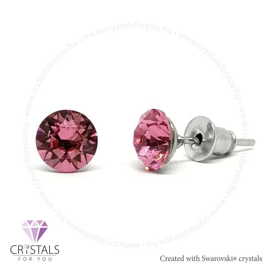 Swanis® prémium kristállyal díszített kör alakú fülbevaló - 11 Rose szín
