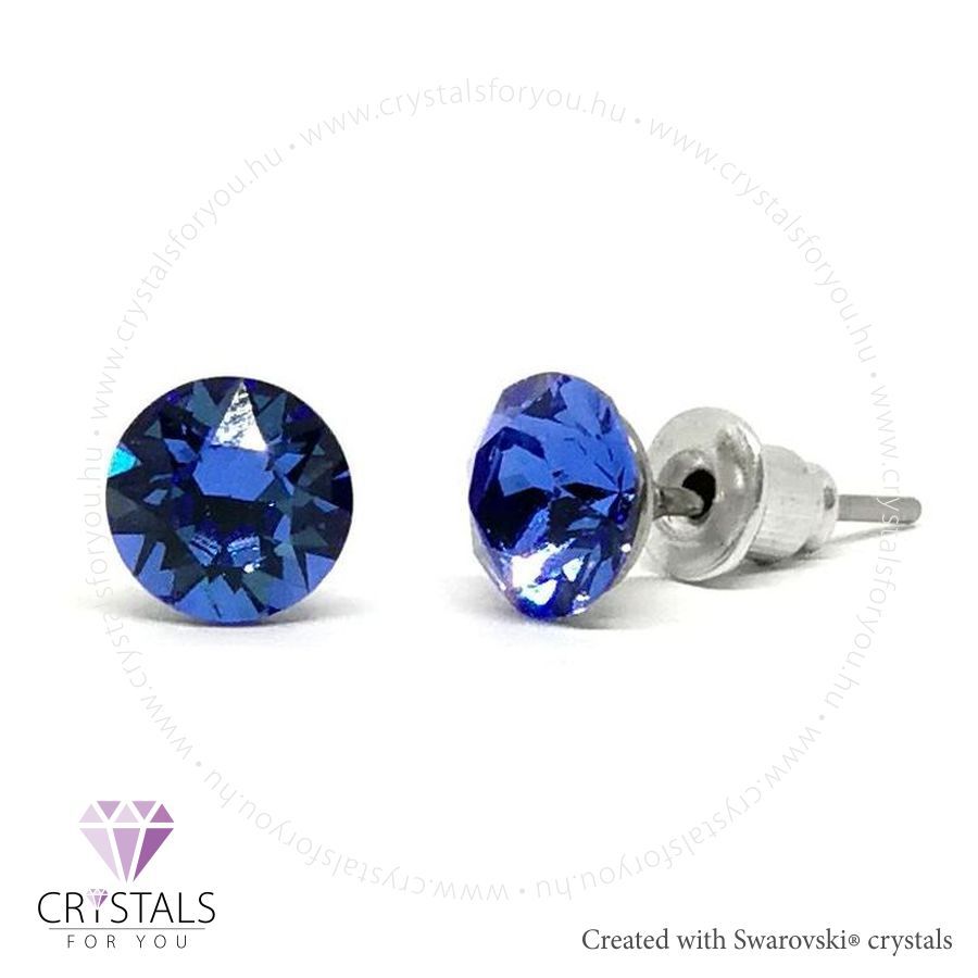 Swanis® prémium kristállyal díszített kör alakú fülbevaló - 22 Sapphire szín