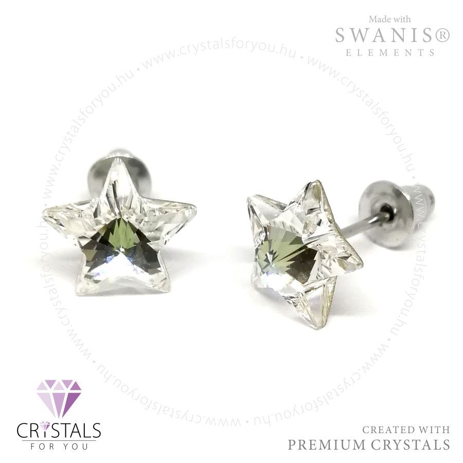 Swanis® prémium kristállyal díszített csillag alakú fülbevaló