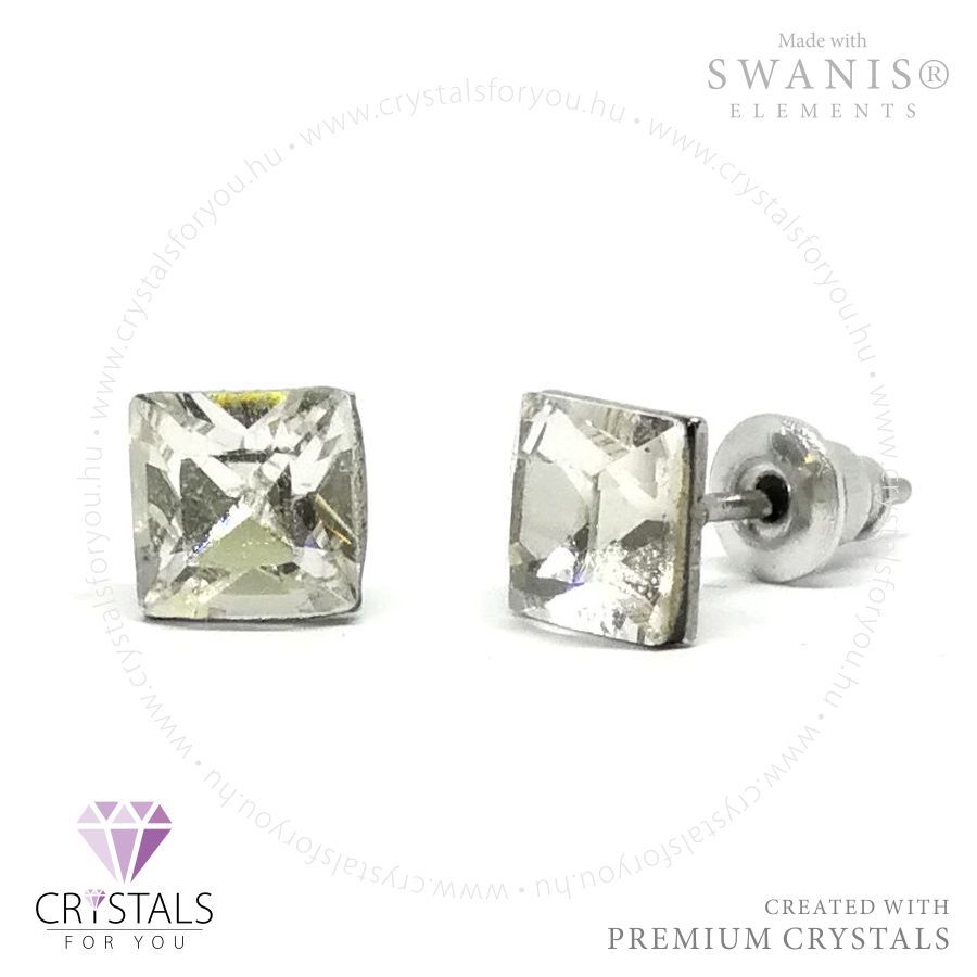 Swanis® prémium kristállyal díszített négyzet alakú fülbevaló