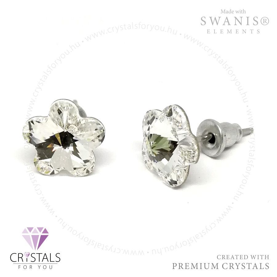 Swanis® prémium kristállyal díszített virág alakú fülbevaló