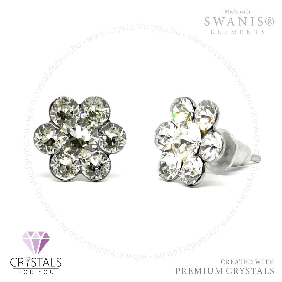 Swanis® prémium kristállyal díszített virág alakú fülbevaló kövekből kirakva
