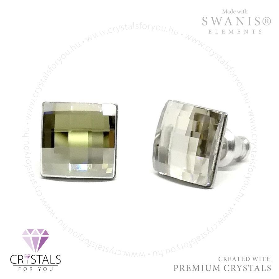 Swanis® prémium kristállyal díszített négyzet alakú fülbevaló rácsos csiszolással