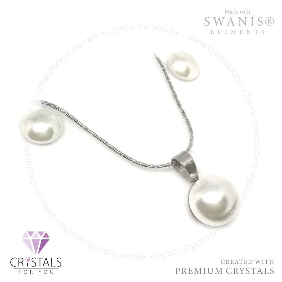 Gyöngy szett Swanis® prémium kristállyal díszítve, félgömb fülbevalóval